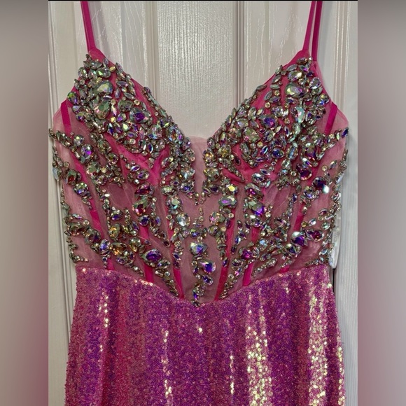 *SPRING SALE* NWT JOVANI SZ 10 Gown PINK Sequins Beads & Pink Tulle (SEE NOTES) - Picture 2 of 9